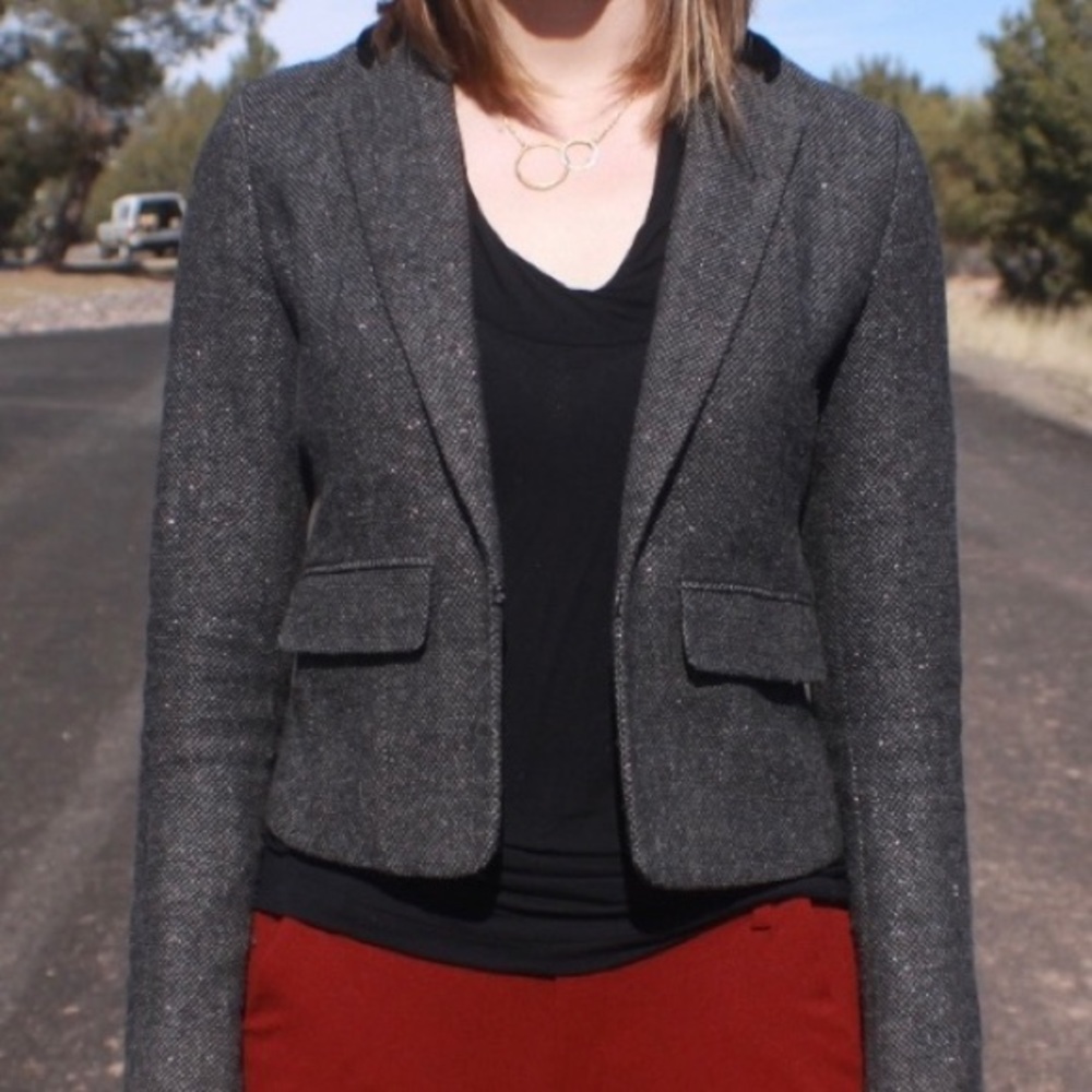 American Eagle Wool /Tweed Blend Velvet Blazer- M - Picture 2 of 8